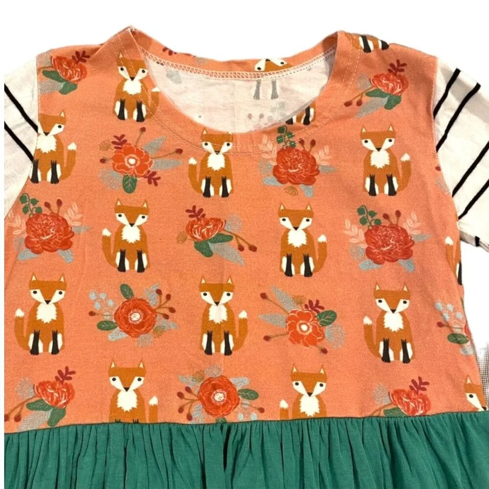 Pretty Me Sz 5 Mixed Print Fox Dress